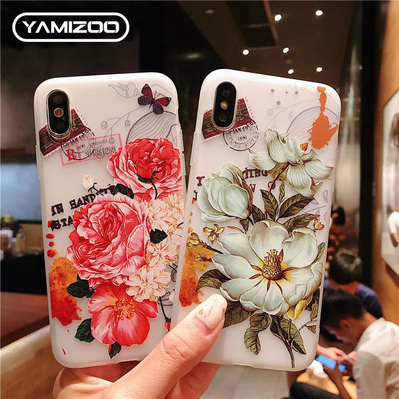 YAMIZOO Silicone Case On For iPhone 5S Matte 3D Relief Soft Cute TPU Phone Cases XR 7 8 Plus X Xs Max |