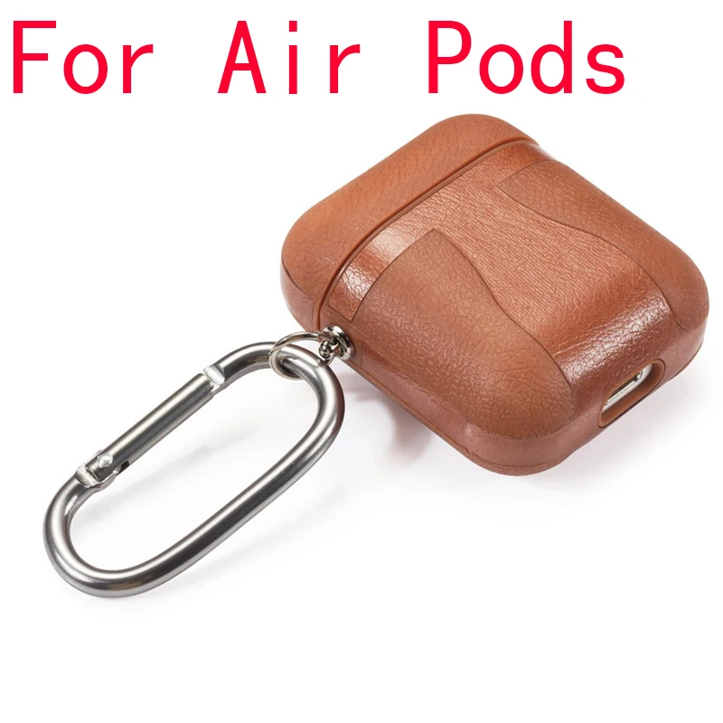 

Cover For Airpods Protective Storage Bag For Apple Air Pods Case Covers Leather TPU Protection Skin With Hook Aipods Erpods