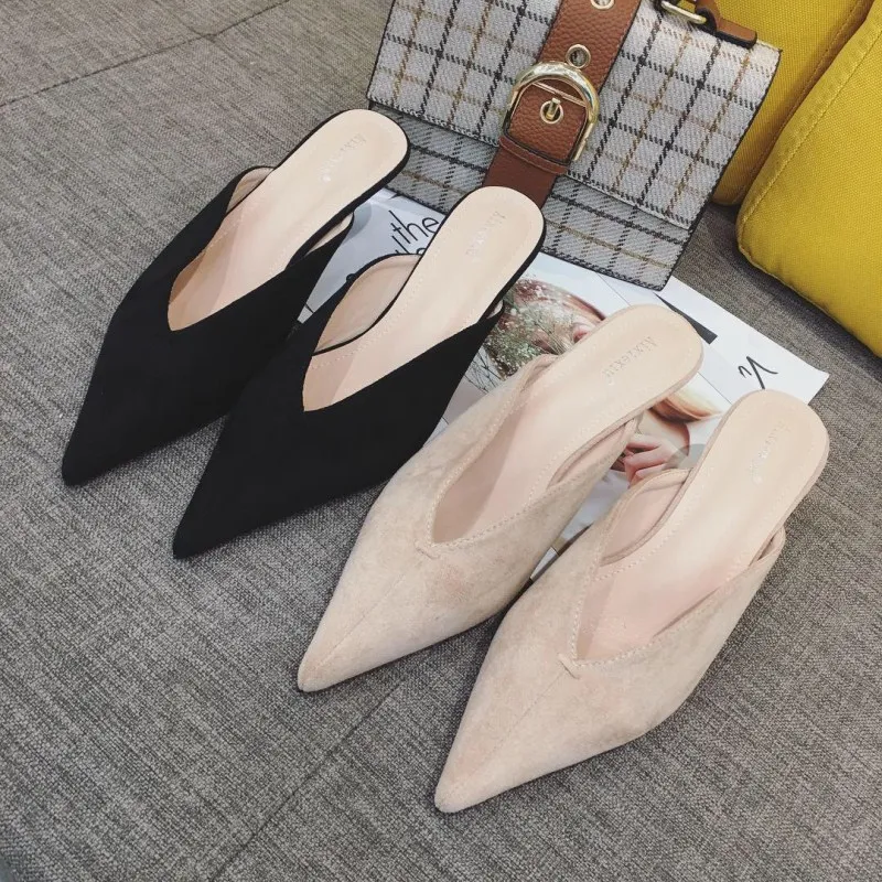 

elegant ladies summer mules shoes woman brand granny shoes kitten heels gladiator sandals pointed toe slippers women slides 74