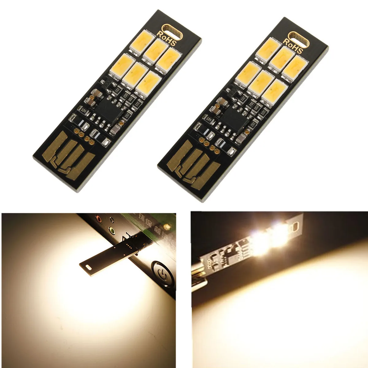 1W 50LM Mini Touch Switch USB Mobile Power Camping LED Light Lamp 6LEDs