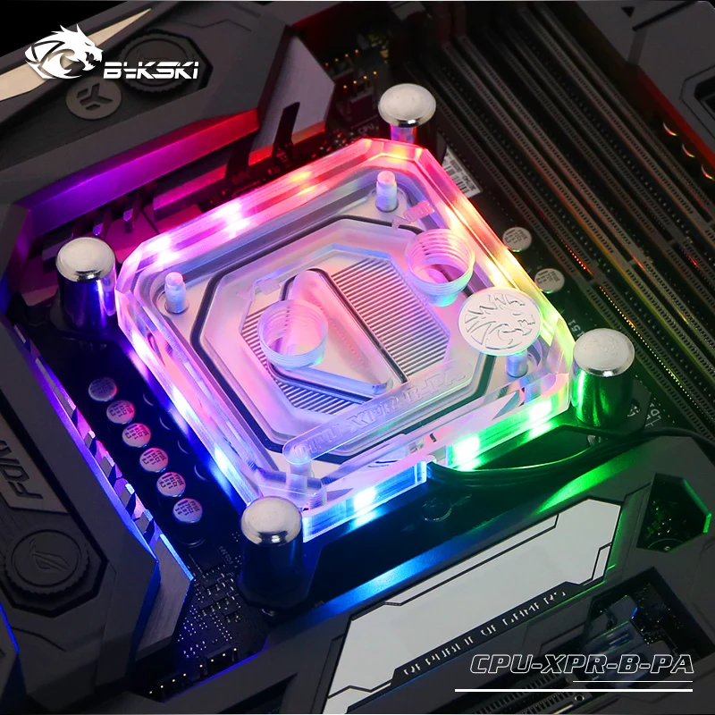 Bykski Процессор-XPR-B-PA Процессор воды блок 5V 3PIN для INTEL LGA1150 1151 1155 1156 2011X99 прозрачная цветная(RGB) Поддержка GND водяного охлаждения