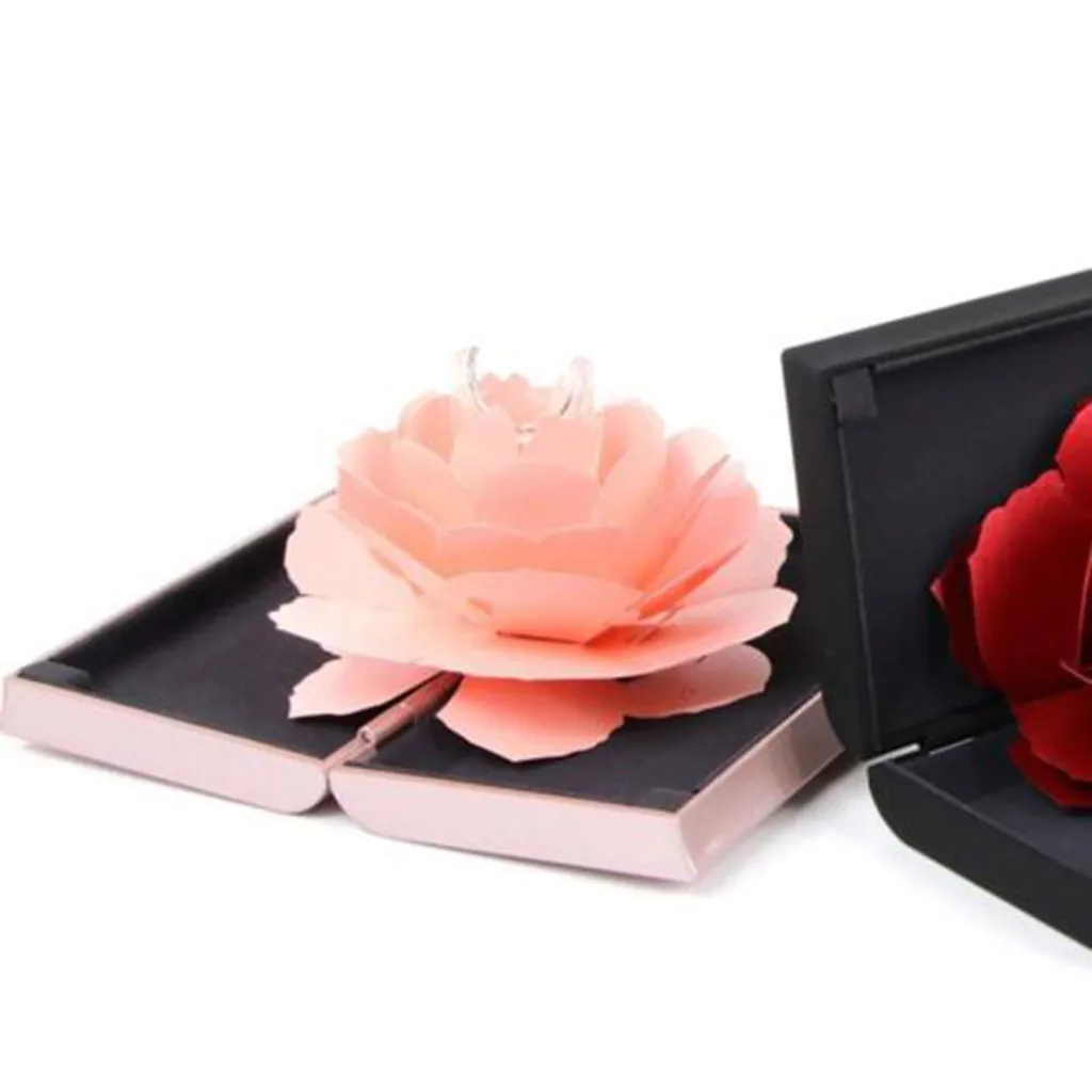 3D всплывающие розовые кольца коробка Свадьба Помолвка держатель для хранения драгоценностей случае Bump бисера контейнер ювелирных изделий хранения ювелирных изделий Органайзер