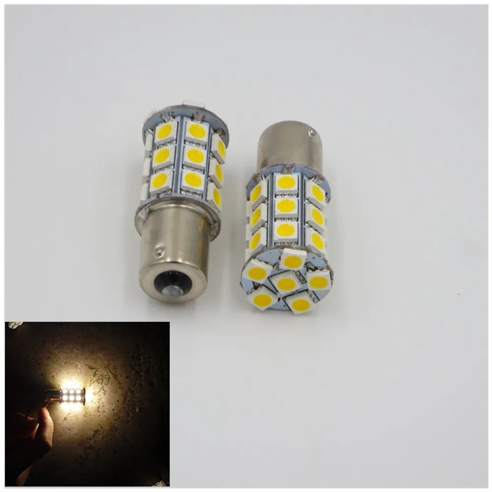 

CYAN SOIL BAY 2pcs 5050 Warm White 1156 BA15S P21W RV Trailer Interior 12V 24V LED Lights Bulbs 27 SMD