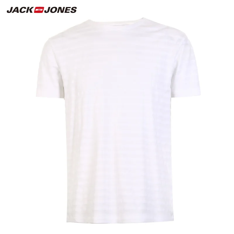 JackJones Мужская хлопковая футболка с короткими рукавами и принтом E | 219101547