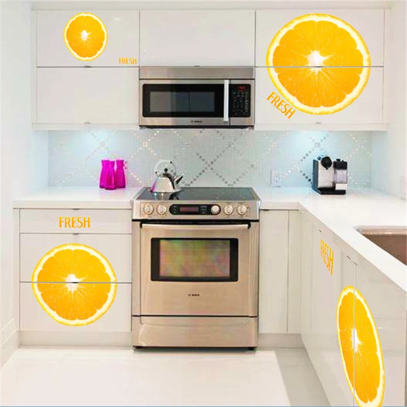 Kitchen Dining wall sticker yellow fresh lemon juice wall decals diy mural pvc wallpaper creative kitchen room door decoration
