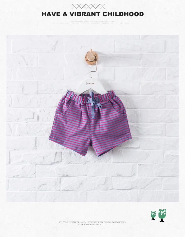 DON`T CALL ME BABY Children Pink Striped Summer Shorts Boys Casual Cotton Soft Shorts Girls Sweet Cute Basic Homewears 90209-01