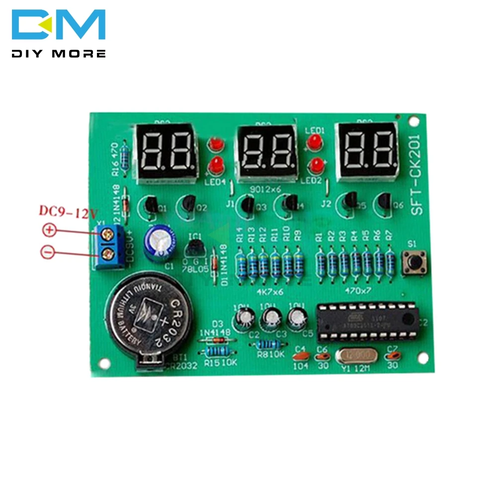 

DIY Kit Module 9V-12V AT89C2051 6 Digital Tube LED Electronic Clock Parts Components Suite Diy Electronic PCB Board