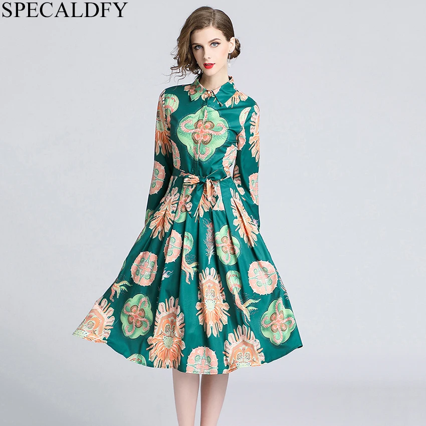 Autumn Dress Designer Runway Dresses Women Elegant Print Shirt Dress ...