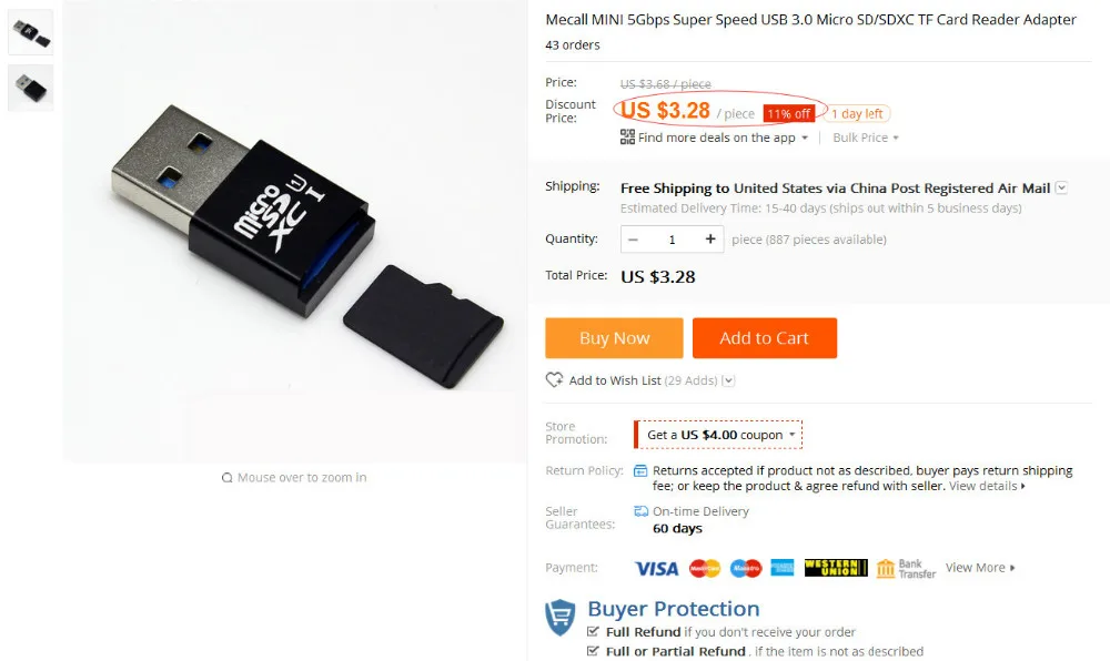 Binmer Mecall Новый высокоскоростной USB 2,0 Mini Micro SD T-Flash TF M2 считыватель карт памяти Rise