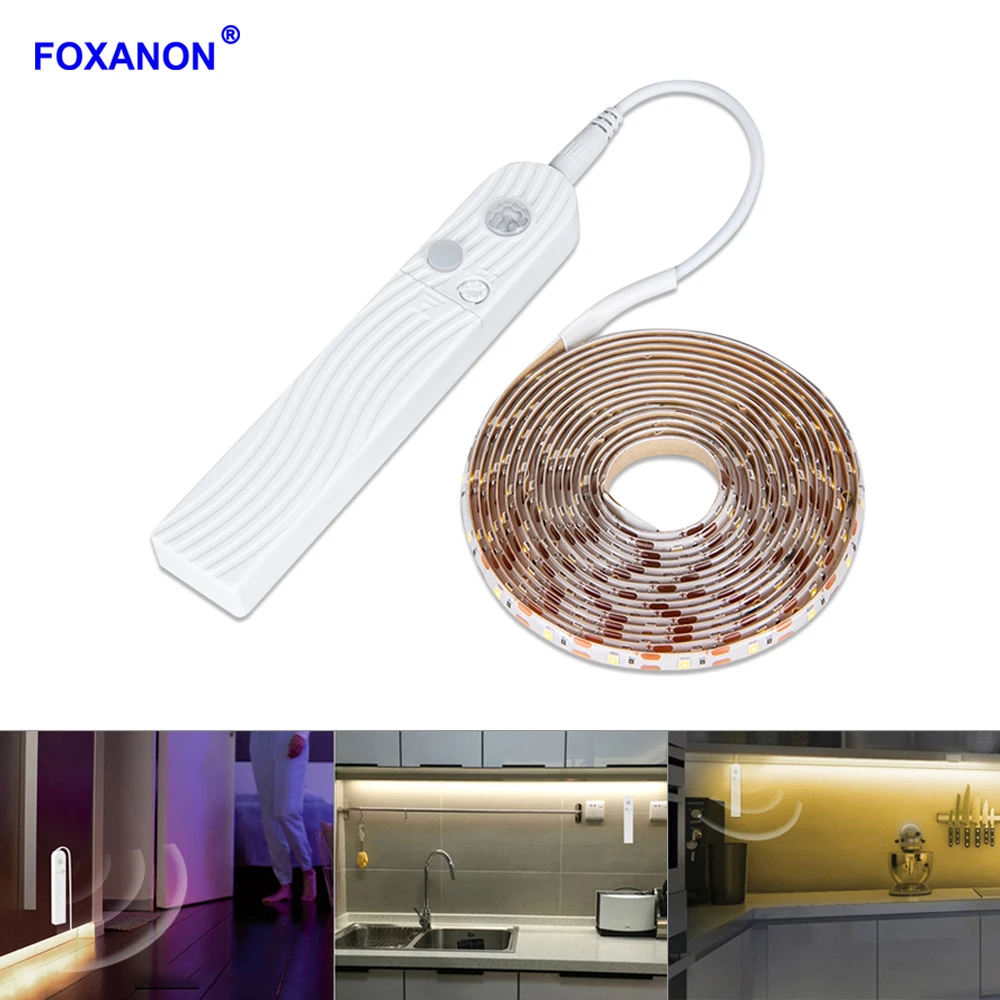 Foxanon LED Night Light Strip Smart Light Waterproof LED Motion Sensor