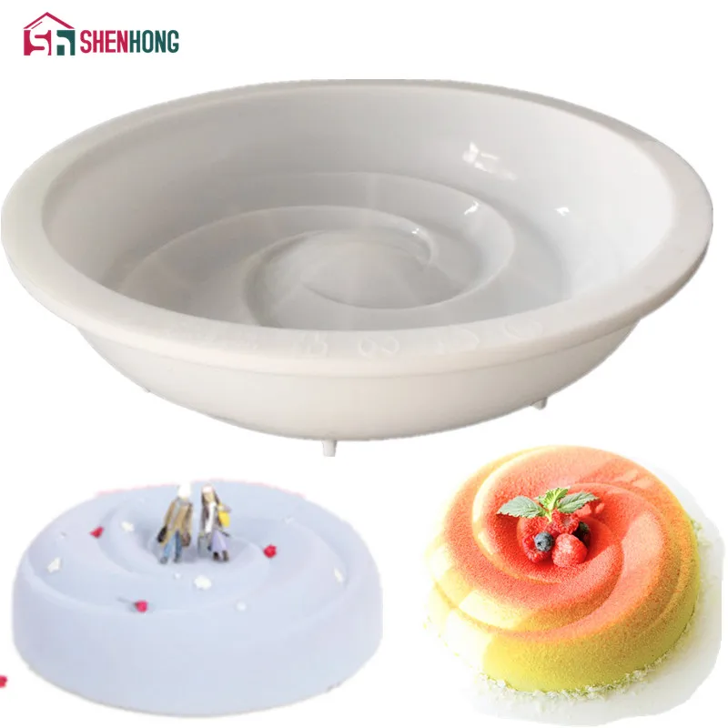 1PCS Silicone Round VORTEX Spiral Mold For Cake Decorating Pans Baking