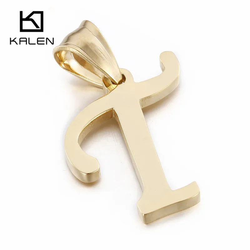 Kalen, унисекс, 26 прописных букв, ожерелье для женщин, нержавеющая сталь, эфиопское золото, буква Е, подвеска с цепочкой, дешевое ожерелье, ювелирное изделие - Окраска металла: T
