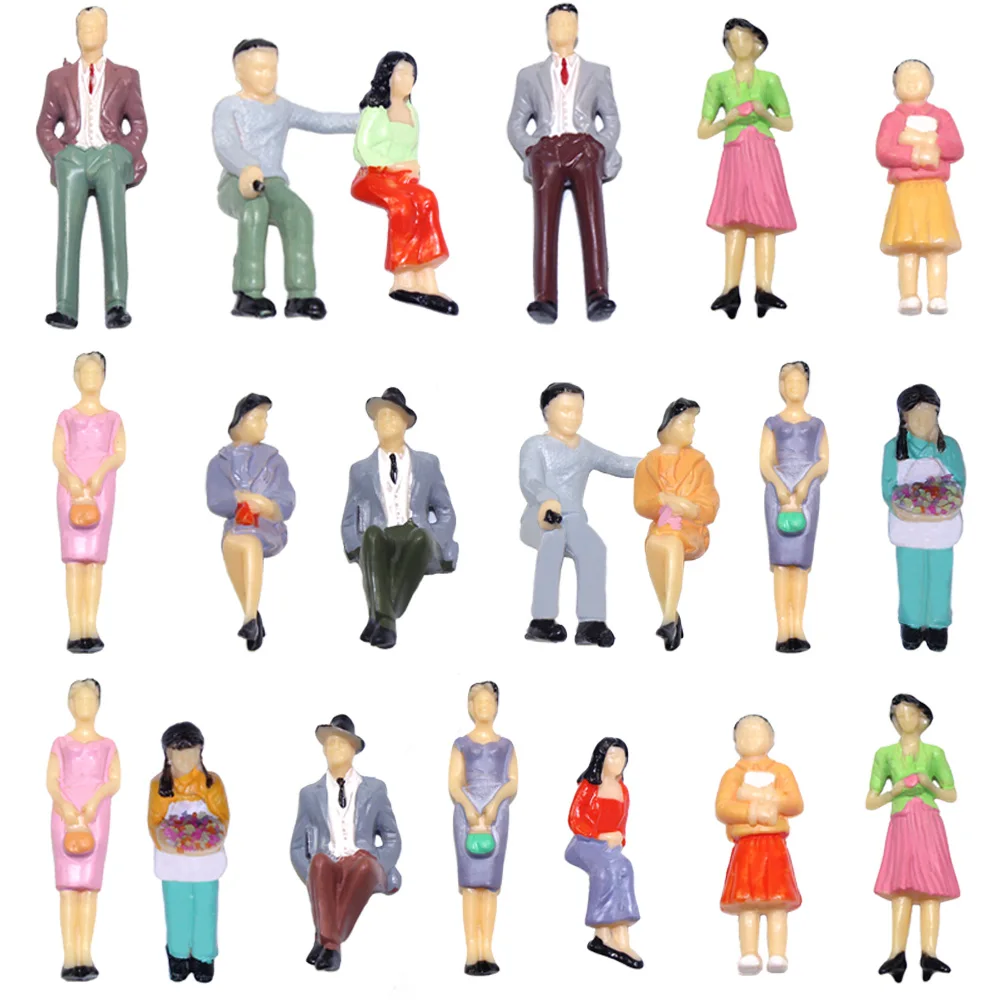 

P30 20pcs Model Trains 1:30 Scale Painted Figures G Scale Seated And Standing Person Model