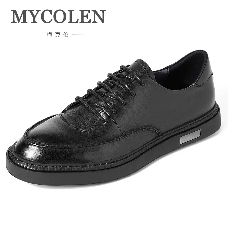 

MYCOLEN Men Leisure Shoes Genuine Leather Men Shoes Lace-Up Men Formal Shoes 2019 Brand Designer Men Chaussures Hommes