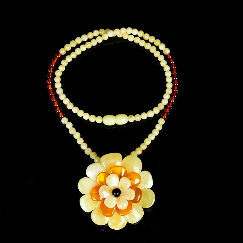 

Authentic Beeswax Pendant Water Drops Female Natural No Optimized Amber Beeswax Hume Necklace Sweater Chain Pendant with Chain