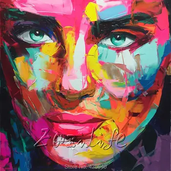 

Palette knife painting portrait Palette knife Face Oil painting Impasto figure on canvas Hand ainted Francoise Nielly 16-44