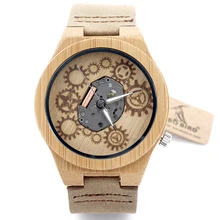 2016 D’origine Mouvement Visible En Bois Montres BOBO BIRD Marque Mens Quartz Montre Mode Casual Montre Analogique Relogio Feminino Hot