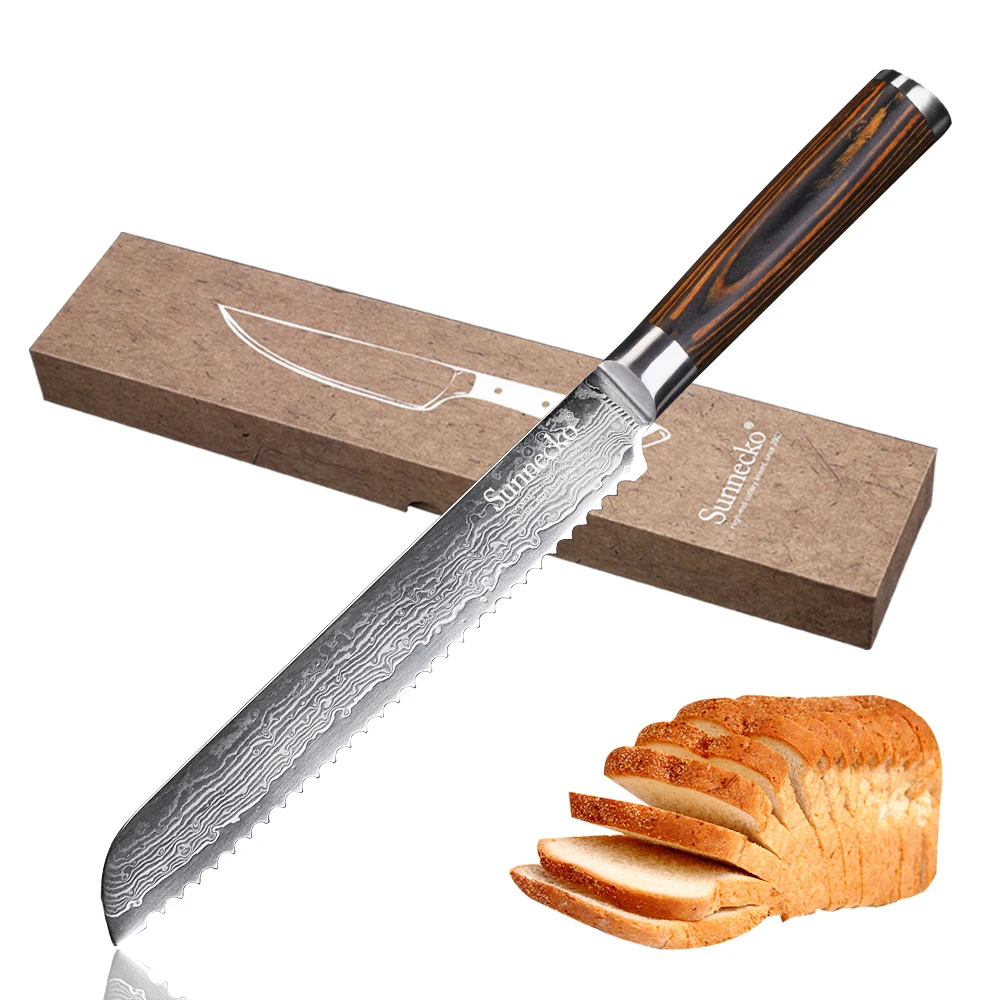 SUNNECKO High Quality 8 inch Bread knife 73 Layers Damascus Steel Blade