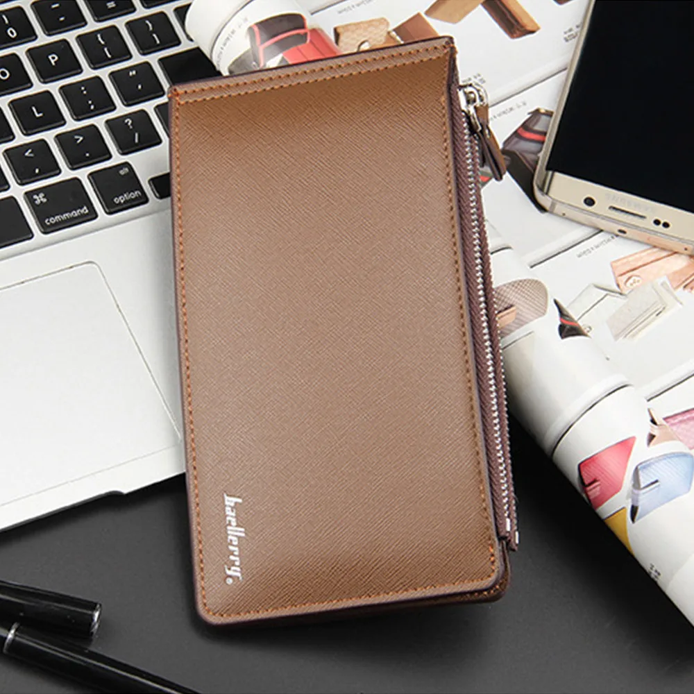 Мужской кошелек в деловом стиле, кожаный Длинный кошелек, мужской брендовый короткий дизайн, большая емкость, кредитный держатель для карт, кошелек для монет# T2