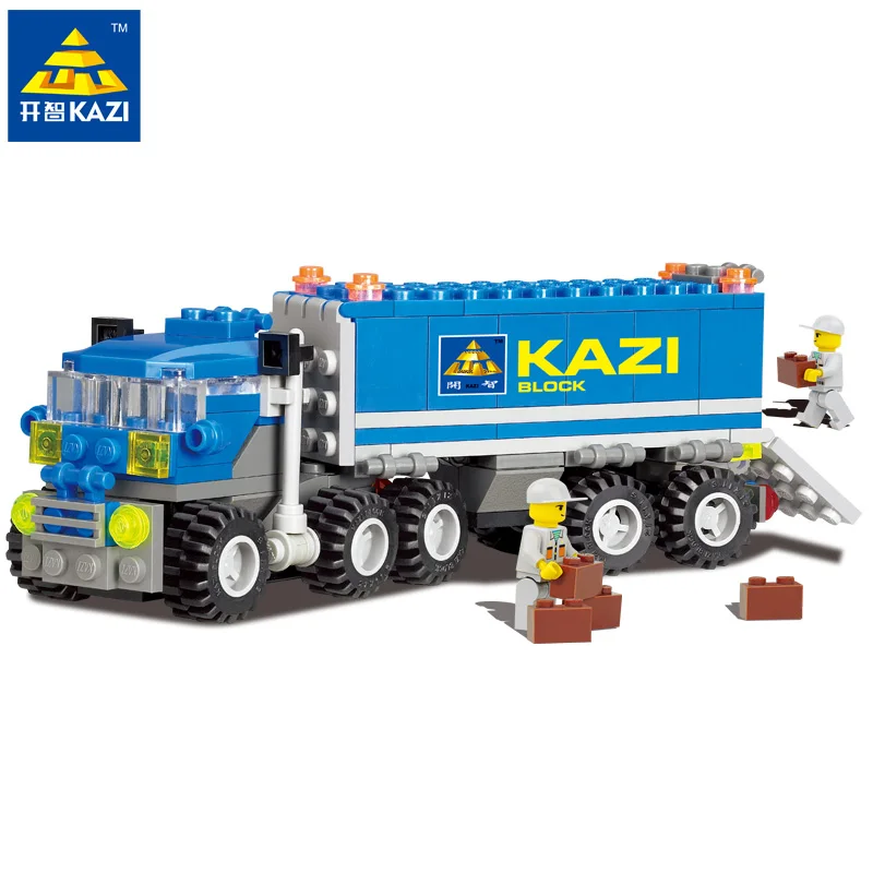 KAZI 163 pieces children blocks birthday christmas gift truck DIY toys educational building blocks compatible with leg0 baby-building-blocks