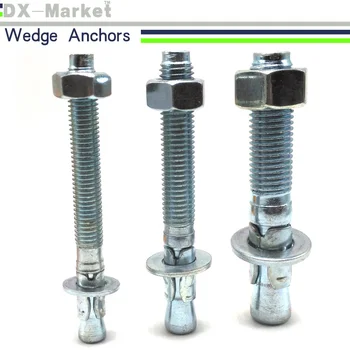 

m16*190 , 2pcs , galvanized steel wedge anchors with nut and washer made in china