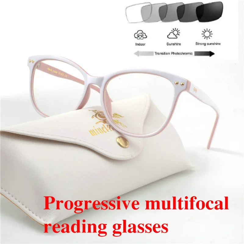 

2019 Sun photochromism 2019 Progressive multifocal Reading Glasses Men Presbyopia Hyperopia Bifocal Glasses Women With box NX