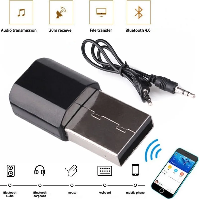 3,5 мм Aux Jack& USB для Bluetooth адаптер для автомобиля ПК музыкальный приемник с динамиком разъем передатчика для синий зуб USB Adaptador