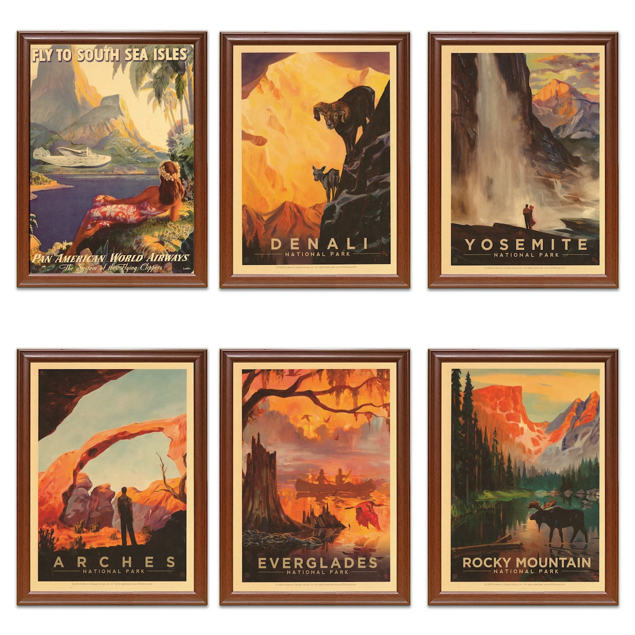 Vintage American Travel Poster Yosemite Rocky Mountains Kraft Posters Classic Canvas Paintings