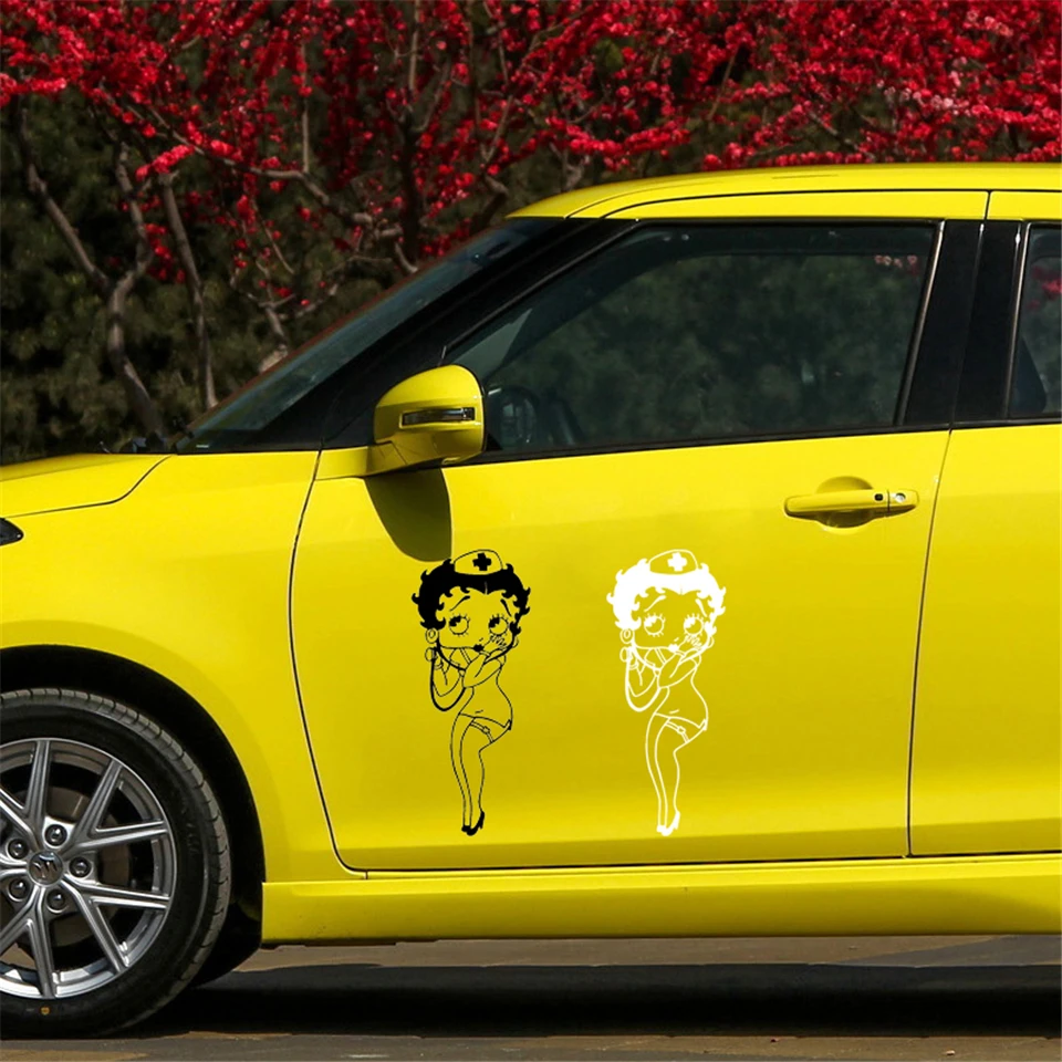 Betty Boop Nurse Cartoon Decor Vinyl Stickers Decals Car-Styling Creative Fashion Waterproof Car Body Wall Stickers 7.6cm18 (2)