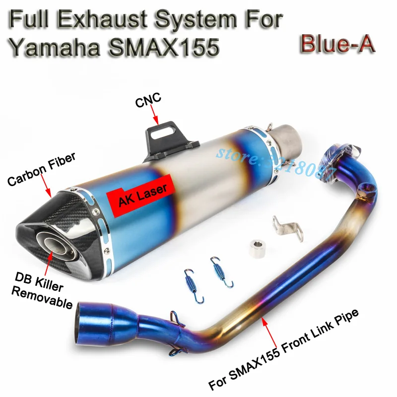 

Motorcycle Full System Exhaust Modified Carbon Muffler Sticker Front Middle Link Pipe Slip On For YAMAHA SMAX 155 FORCE155