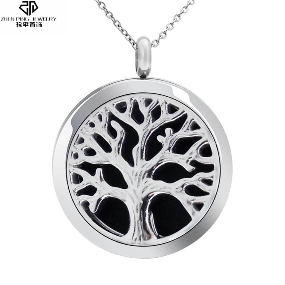 

Casting Tree Stainless Steel Perfume Diffuser Pendant Crystal Essential Oil Fragrance Locket Aromatherapy Diffuser Necklace
