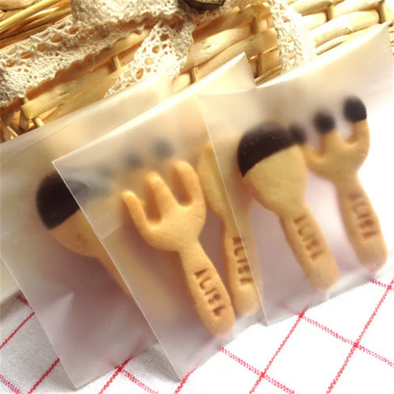 

100pcs/lot Thicken Frosted Clear Baking Cookies Valve Packing Bags Translucent Handmade Cake Biscuits Package Storage Bag