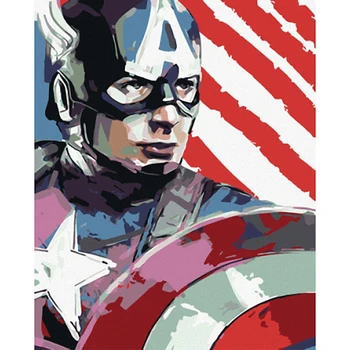 

DIY Digital Oil Painting Avengers - Captain America Frameless Pictures Painting By Numbers On Canvas Home Decoration 40X50CM