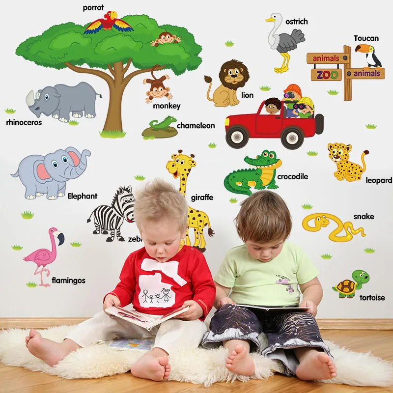 

jungle theme Wall Stickers Children Room woodland animals Vinyl Kids Room Decal Baby Room Nursery Decor