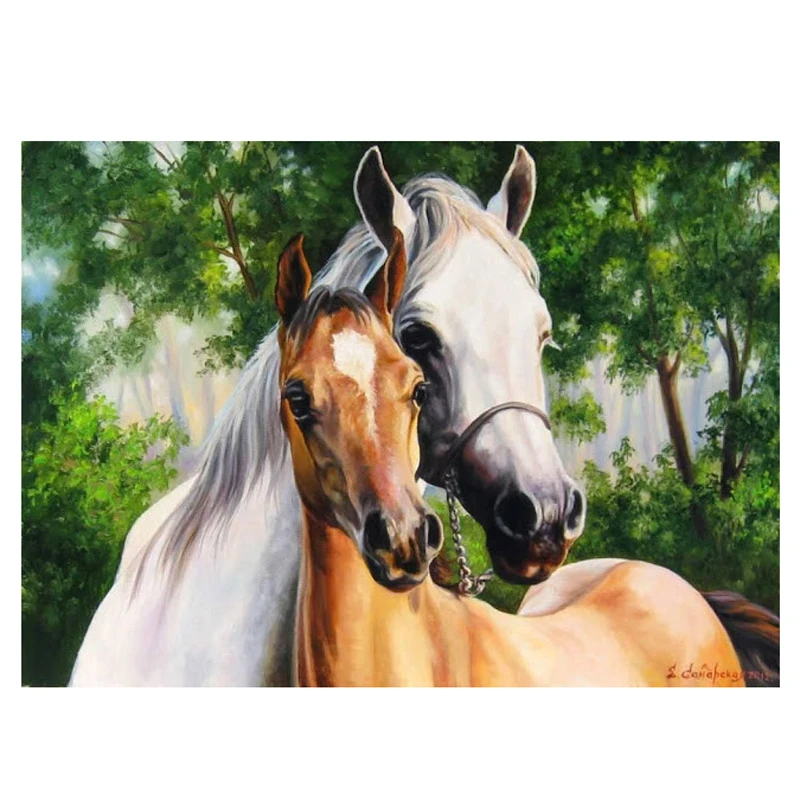 Diamond Painting Embroidery Needlework Mosaic White Horses And Chong Square Cross Stitch Home Decoration | Дом и сад