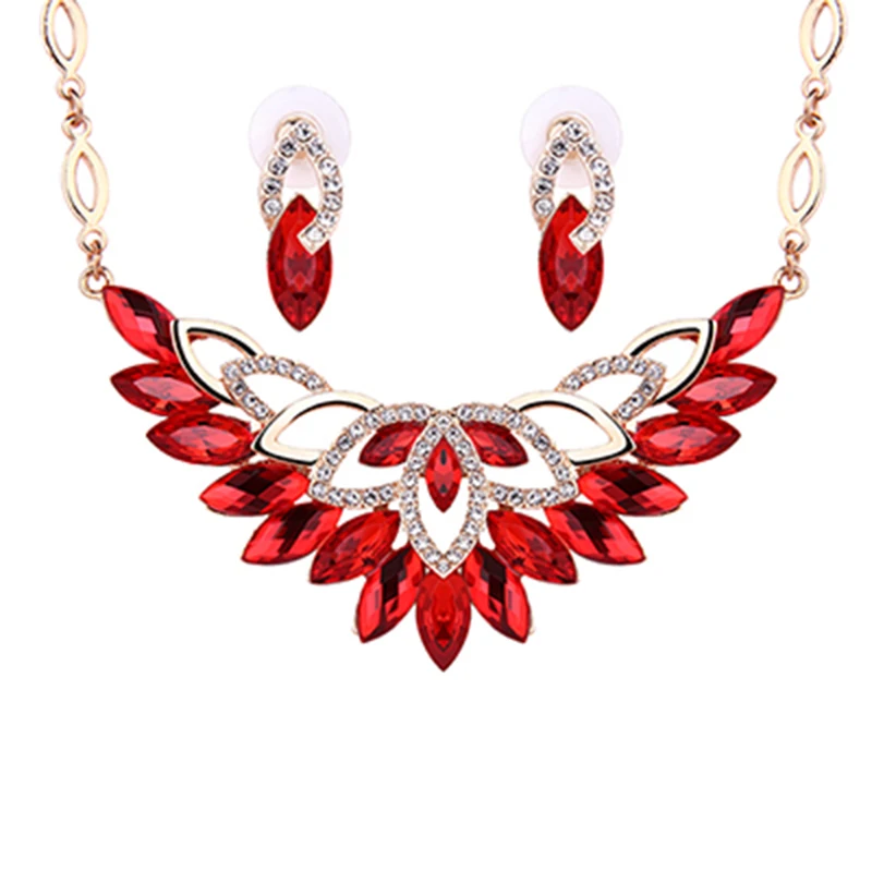 Europe and America Hot Sales Crystal Jewelry Sets Statement Necklace