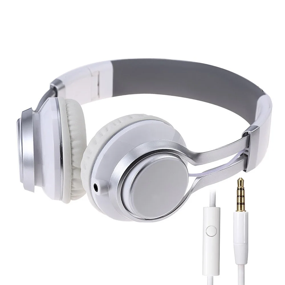 Складные наушники 3,5 мм стерео объемная головная повязка гарнитура наушники с микрофоном аудио для samsung htc для игр и музыки - Цвет: White