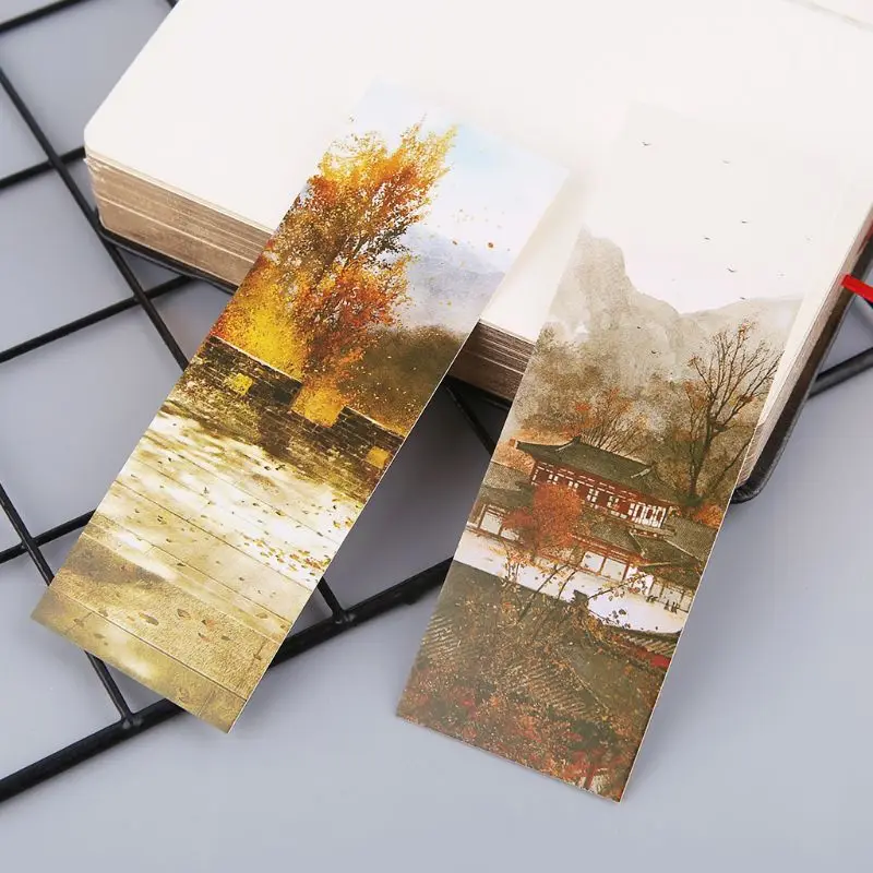 Paper Bookmark 30pcs Creative Chinese Style Paper Bookmarks Painting Cards Retro Boxed Bookmark Commemorative Gifts