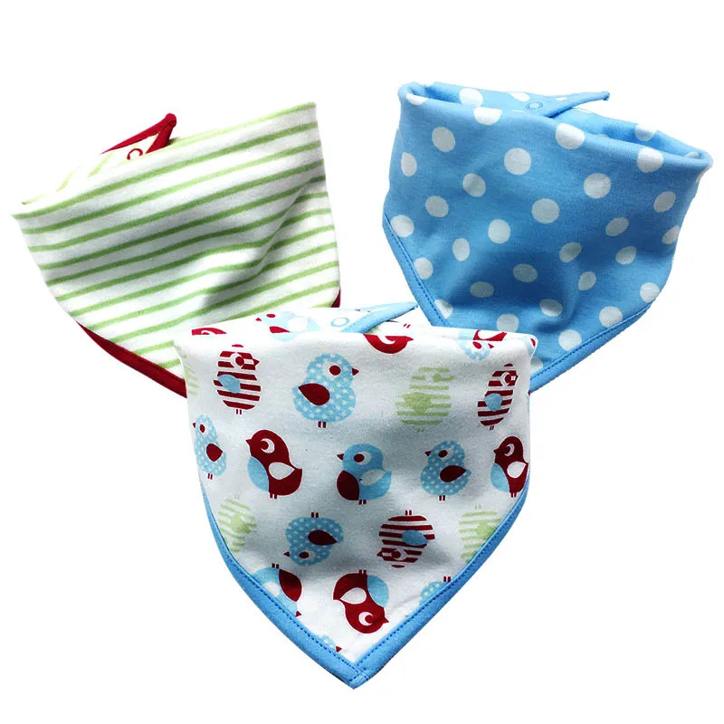 3 Pcs/lot Baby Bibs 100 Cotton Waterproof Bandana Baby Boys Bibs