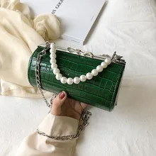 Модные сумки с дизайном под крокодиловую кожу для женщин элегантный ремешок из жемчуга женские клатчи цепочка женские вечерние сумки маленькие кошельки