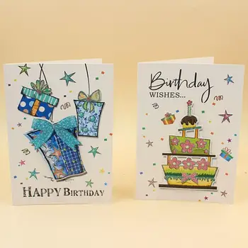 

10pcs/lot Happ Birthday Blessing Message Card DIY Paper Blank Card Kids Children Birthday Gift Card with Envelop