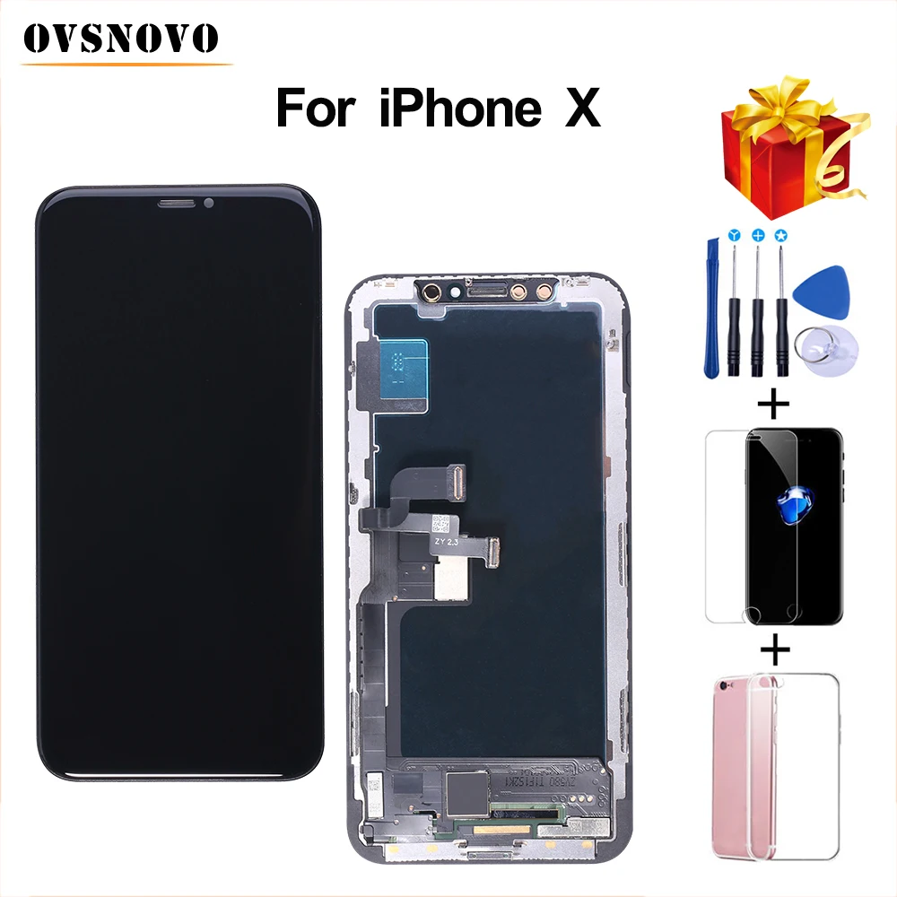 AAA +++ ЖК-дисплей для iPhone X OLED с 3D сенсорным дигитайзером в сборе без битых пикселей