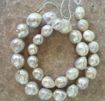 

classic huge12-14MM natural south sea baroque white pearl necklace 18"