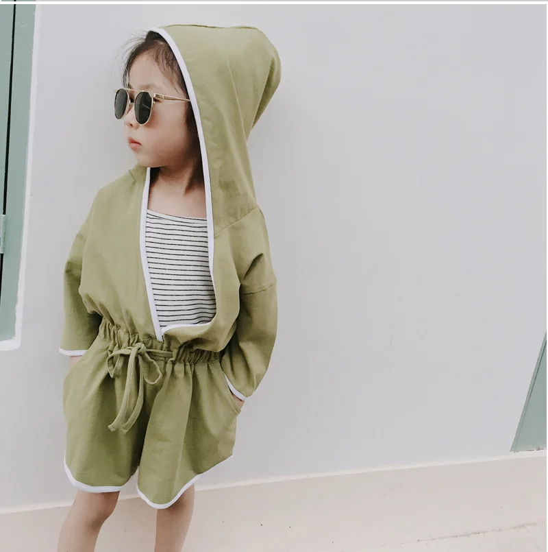 2pcs Set New Arrived Mother Daughter Hooded Jumpsuit + Sun-top Vest Family Matching Clothes Mommy and Me Clothes 2 3 4 5 6 7 Age