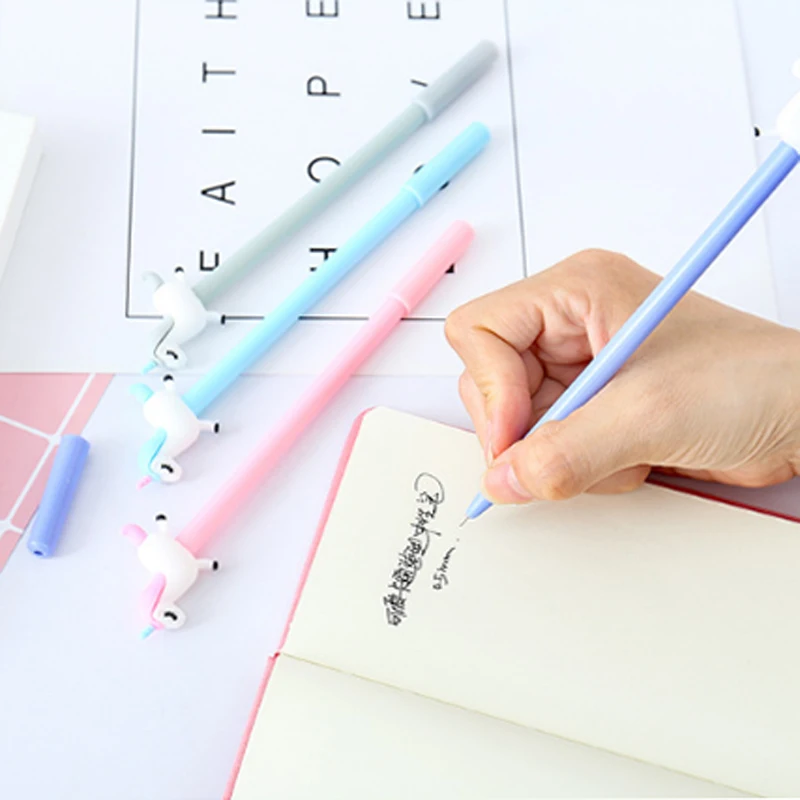 

1pc Unicorn Stationery Pen Cartoon Take-Off Horse Styling Gel Pens Cute Student Black Pens For School Supplies Korean Stationery