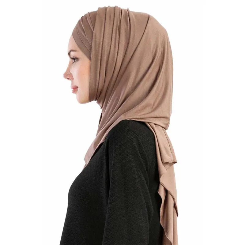 women plain bubble cotton jersey scarf Head hijab wrap solid instant shawls foulard femme muslim hijabs store ready to wear