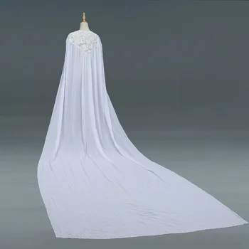 

2019 White Ivory Wedding Cape Bridal Bolero Lace Appliques Jacket Accessories Sweep Train Wraps