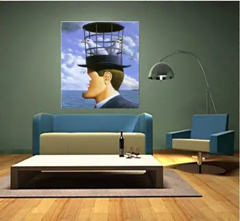 

Surrealism oil painting handpainted on canvas"man,woman's face,birds "