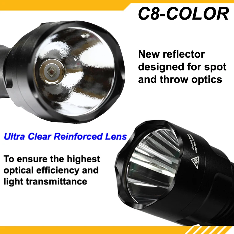 US $18.89 KDLITKER C8COLOR Cree XPE2 Red 620nm 320 Lumens Camping Hunting LED Flashlight Black 1x18650