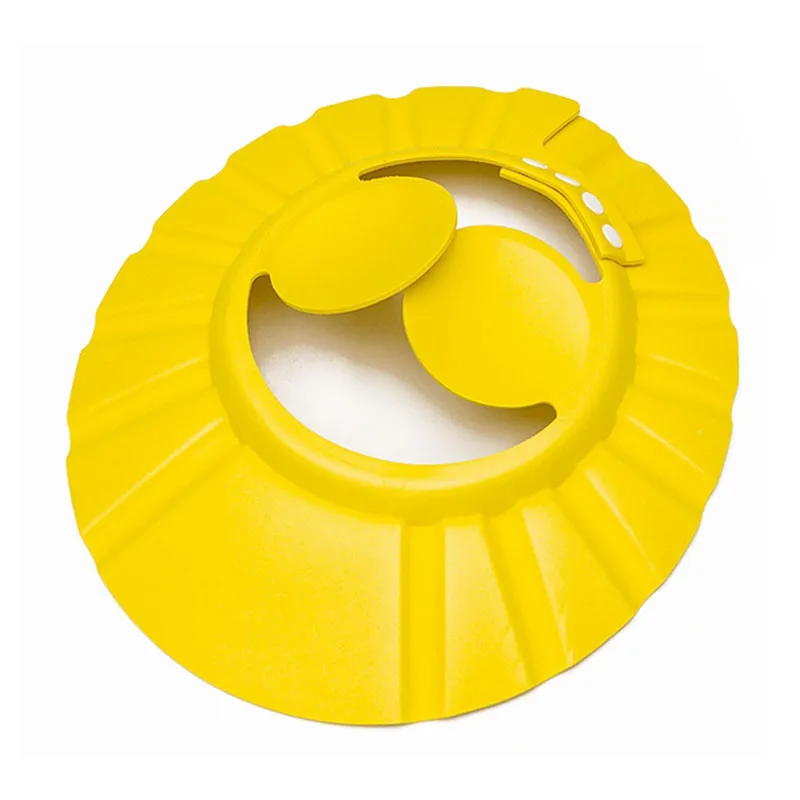 Прочная детская шапочка для ванной с козырьком, регулируемая детская шапочка для душа, защита глаз, водонепроницаемая защита от брызг, защита для мытья волос для младенцев, кепка для шампуня - Цвет: round yellow
